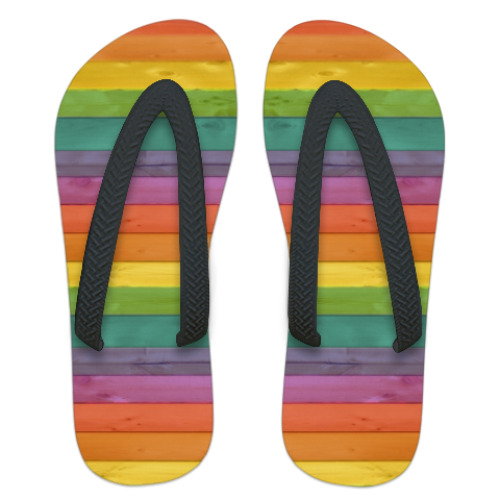 Шлепанцы (сланцы) с принтом Радужные шлепанцы