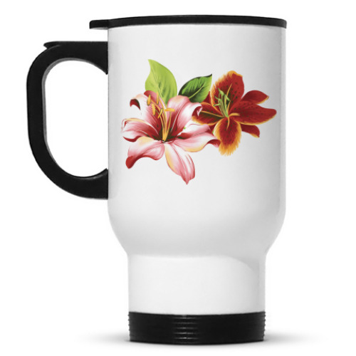 Кружка-термос с принтом Две Лилии