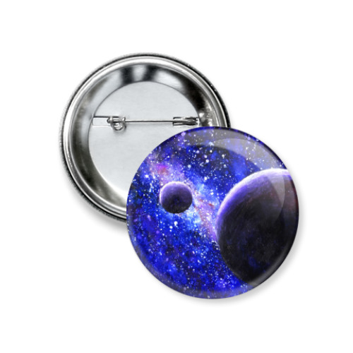 Значок 37мм с принтом Акварель - Космос и Планеты