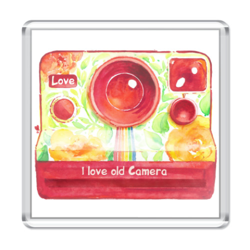 Магнит с принтом Акварельный Полароид