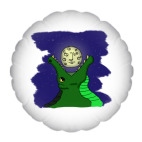 Подушка 35x35 см с цветной обратной стороной Крокодил и луна