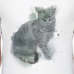 Серый сердитый кот