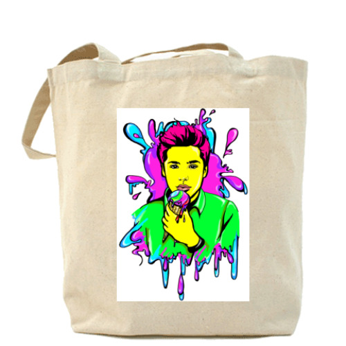 Сумка шоппер с принтом Мороженое.