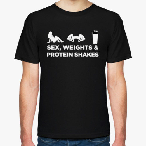 Футболка с принтом Sex, Weights & Protein Shakes
