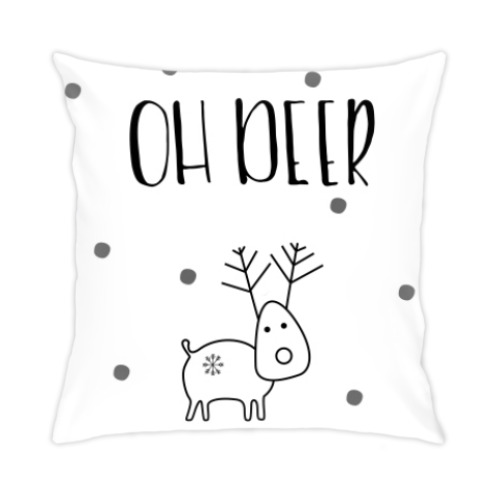 Подушка с принтом Снежный олень Oh deer.