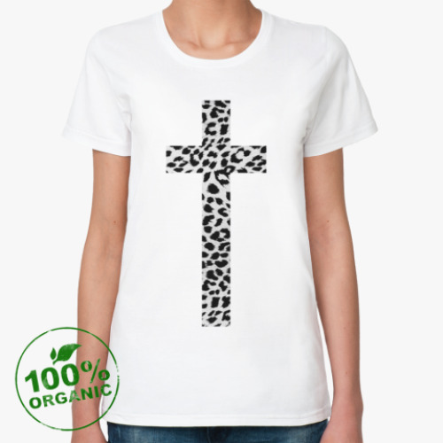 Женская футболка из органик-хлопка с принтом крест с текстурой