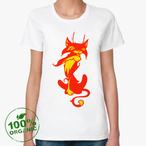 Женская футболка из органик-хлопка с принтом Кот