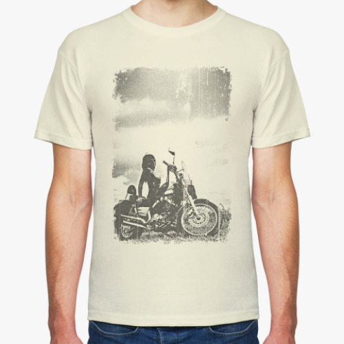 Футболка с принтом Мотоцикл и девушка