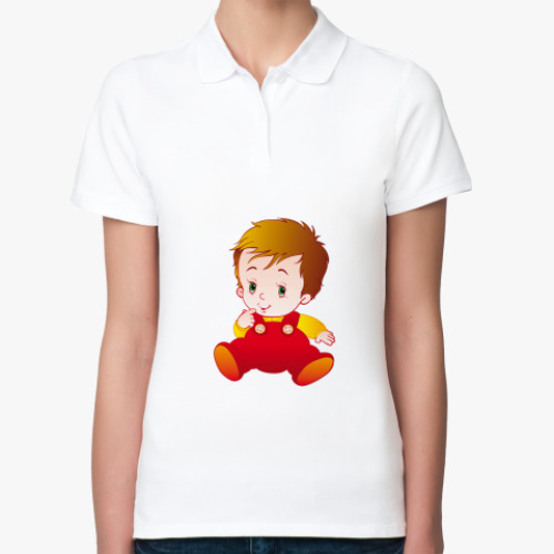 Женская рубашка поло (печать) с принтом Малыш