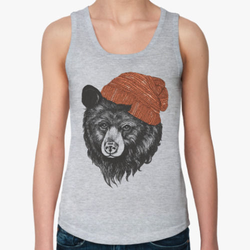 Женская майка Медведь в шапке
