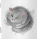 Серый кот, кошка