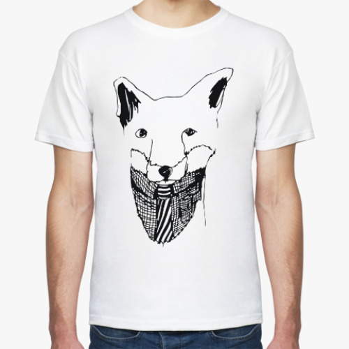 Футболка с принтом Лис с галстуком