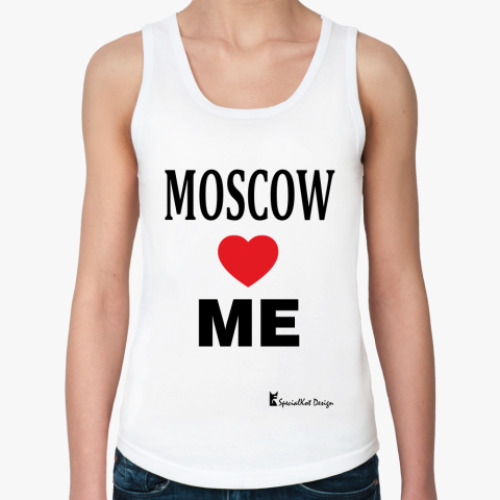 Женская майка с принтом Moscow loves me