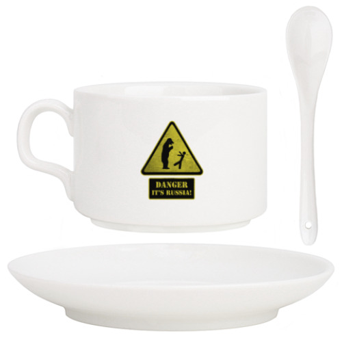 Кофейный набор с принтом DANGER It's Russia!