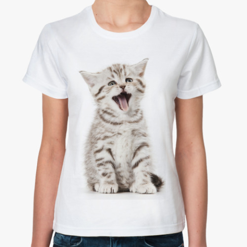 Классическая футболка с принтом Котики, котята, кошки