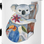 Коала и ленивец, милые маленькие зверушки акварель