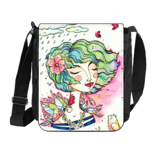 Сумка на плечо (мини-планшет) с принтом Весна