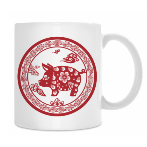 Кружка с принтом Орнамент Свинья