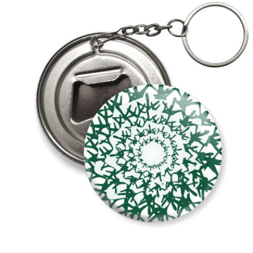 Брелок-открывашка с принтом елка, вид сверху!