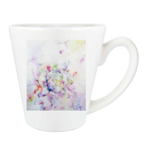 Чашка Латте с принтом Распускающаяся роза