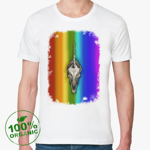 Футболка из органик-хлопка с принтом Череп единорога