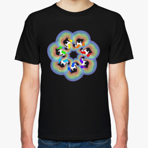 Футболка с принтом Единороги и радуга