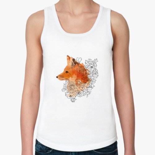Женская майка с принтом Акварельная лиса
