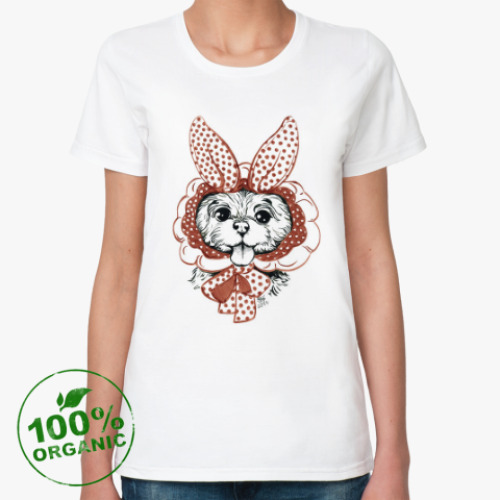 Женская футболка из органик-хлопка с принтом Зайка