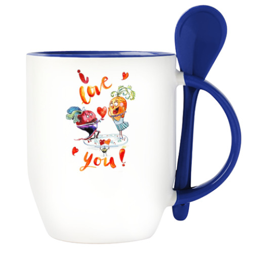 Кружка с ложкой Любовь и морковь