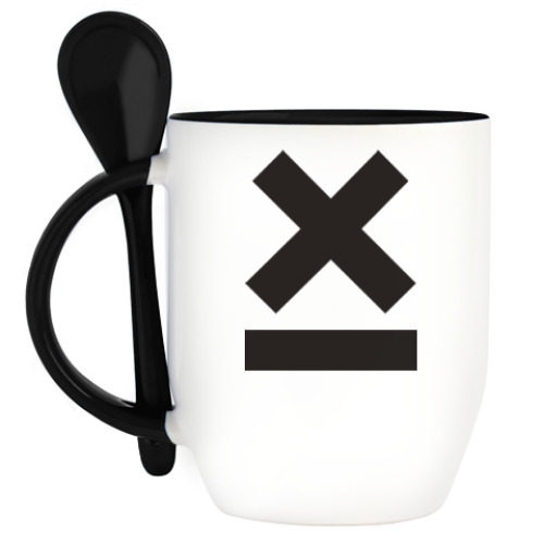 Кружка с ложкой с принтом X