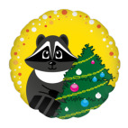 Подушка "круг", 35x35 см Енот с ёлочкой