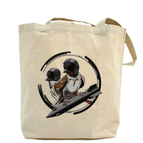 Сумка шоппер Птицы воробьи-истребители