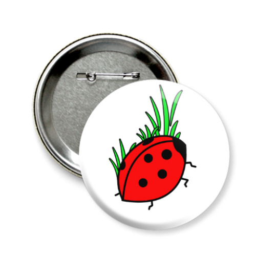Значок 58мм с принтом Божья коровка