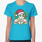 Классическая женская футболка Снеговик