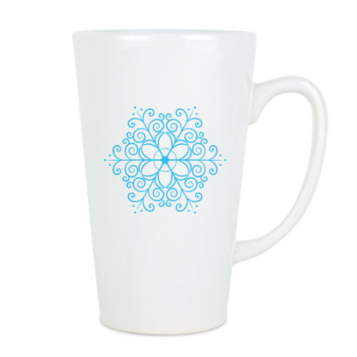 Чашка Латте с принтом Новогодняя снежинка