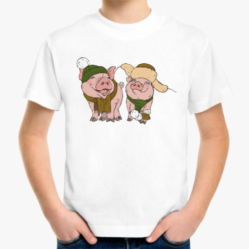 Детская футболка с принтом 2019 год Свиньи