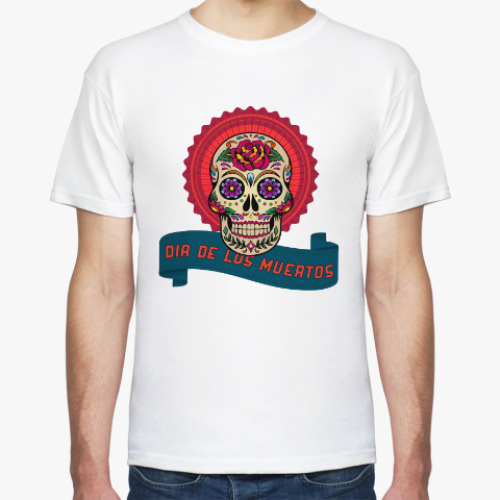 Футболка с принтом Череп День Мёртвых. Dia de los Muertos.