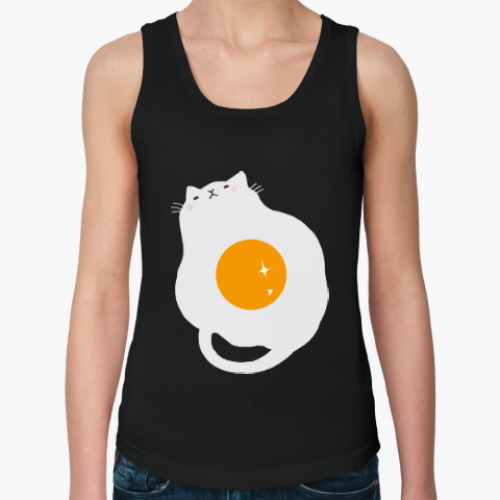 Женская майка с принтом Кот-яичница