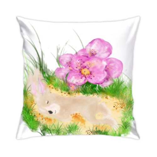 Подушка с принтом Микс. Зайка, Мишка в панамке.