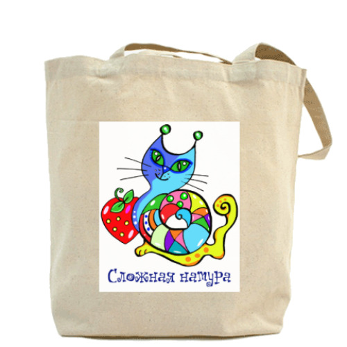 Сумка шоппер с принтом Кошка-улитка, или сложная натура