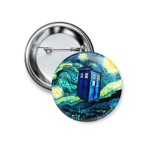 Значок 37мм ТАРДИС Ван-Гога