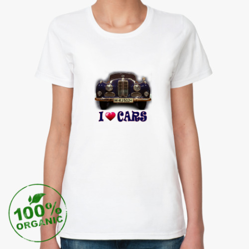Женская футболка из органик-хлопка с принтом я люблю автомобили