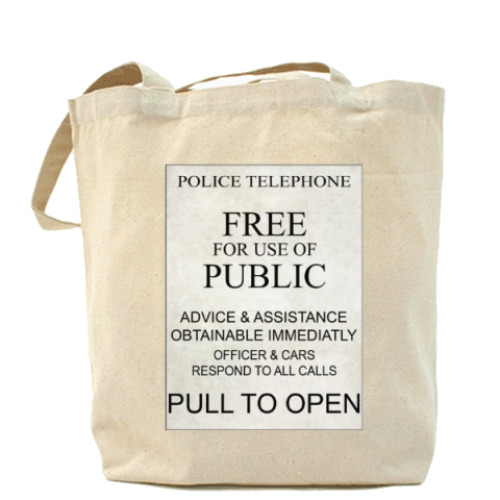 Сумка шоппер с принтом Табличка ТАРДИС Доктор Кто