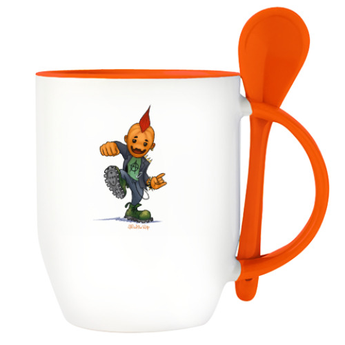 Кружка с ложкой Тыква-панк