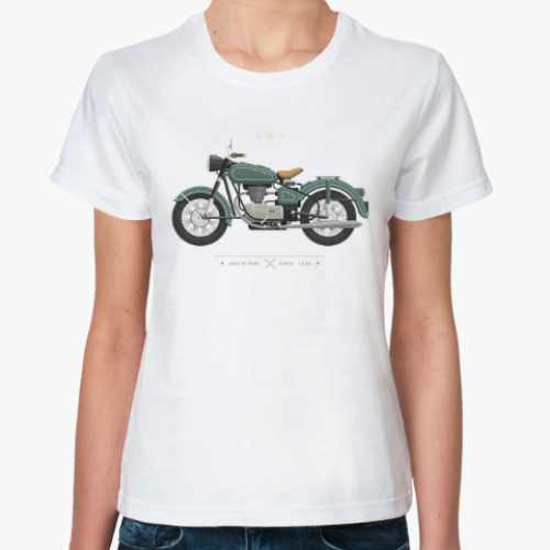 Классическая футболка с принтом Мотоцикл