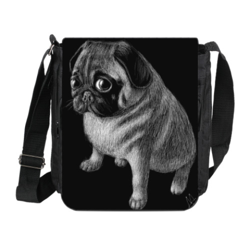 Сумка на плечо (мини-планшет) с принтом Мопсик Очаровашка