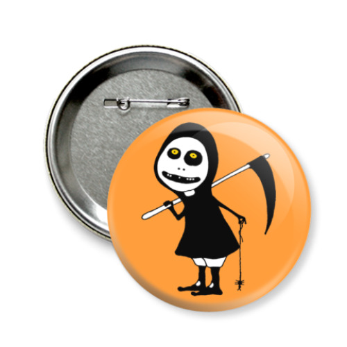 Значок 58мм с принтом  'Некто с косой'