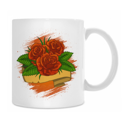 Кружка с принтом Розы