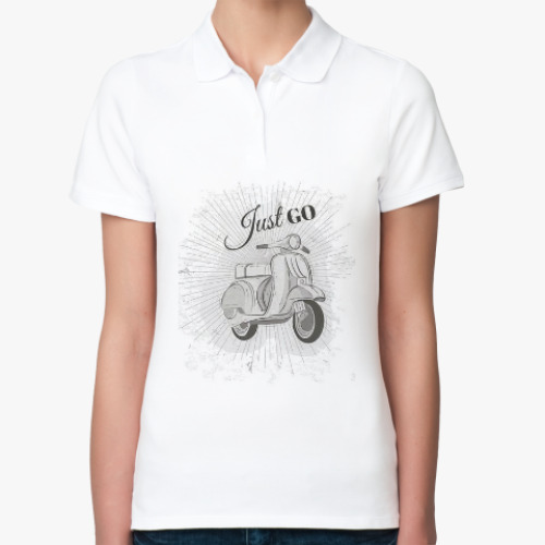 Женская рубашка поло (печать) с принтом Just go
