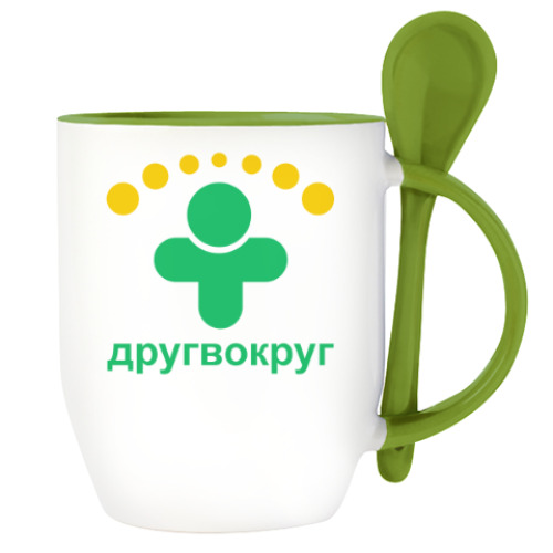 Кружка с ложкой с принтом Ничоси в Очках